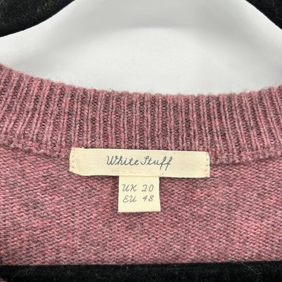 WHITE STUFF Mauve Purple Merino Wool Alpaca Knit Pocket Pullover Sweater Size XL - Picture 5 of 6